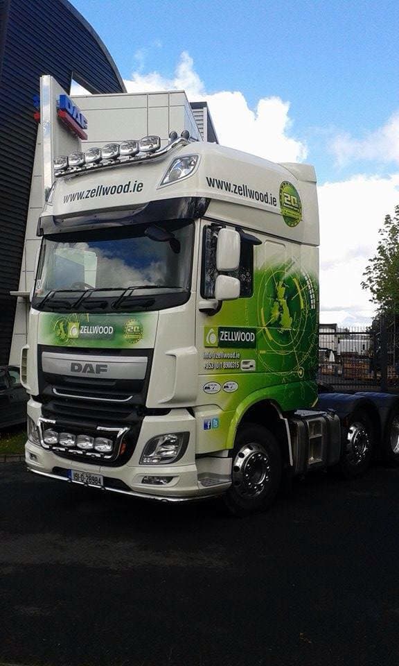 Front view of a Zellwood truck in anniversary livery